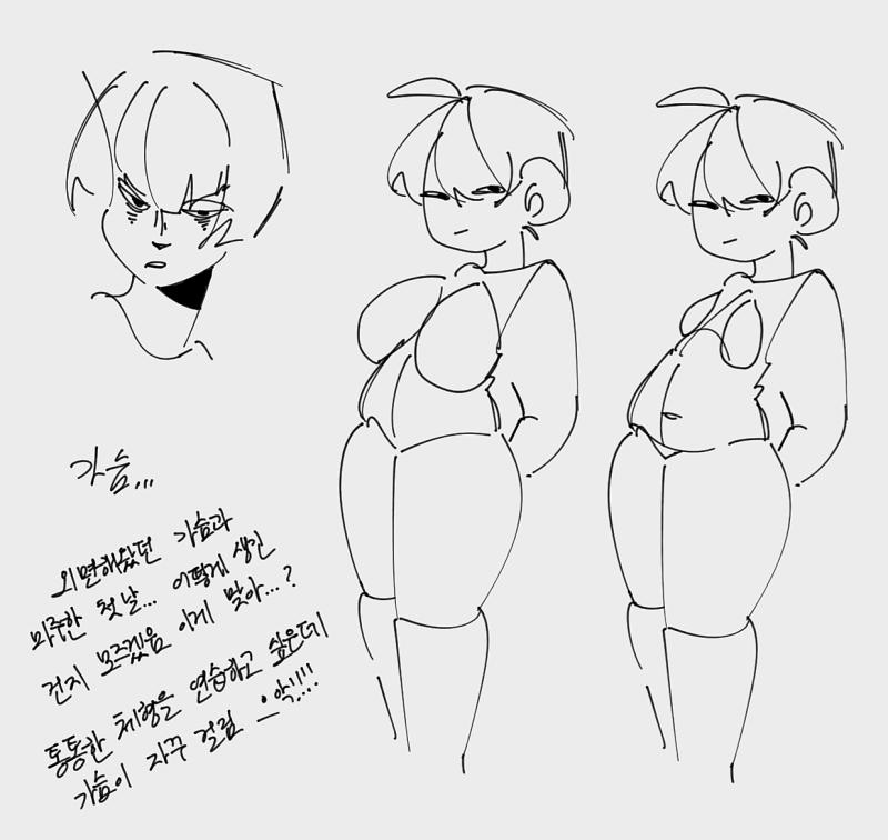 가슴을 난생 처음 그려보다 그냥 형태만 있지만 그래도 혹시 모르니까 열람에 주의...