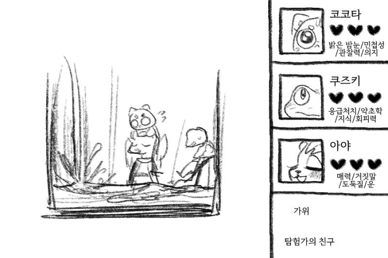 수로에 뭔가 문제가 생겼는지 방이 물로 가득차기 시작합니다. 출구는 물 속에 잠겨있고, 시간이 많지 않습니다. >>840 1. 수영 실력 : 깊