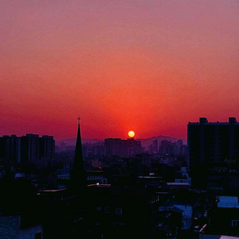 해넘이 보고 와따 오늘은 성공!!🩷한 5시 10분쯤 도착하니 성공할 수 있었듬 어제는 20분쯤 도착해서 이미 넘어간지 오래였던 것..15분에는 