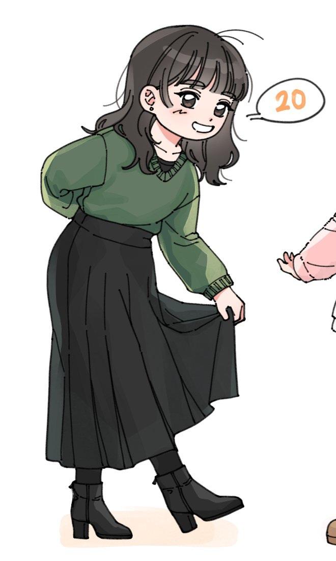 ootd를 단체샷으로 그리게 될 줄은(사유: 친구가 졸라서) 풀샷은 나중에 지워야지