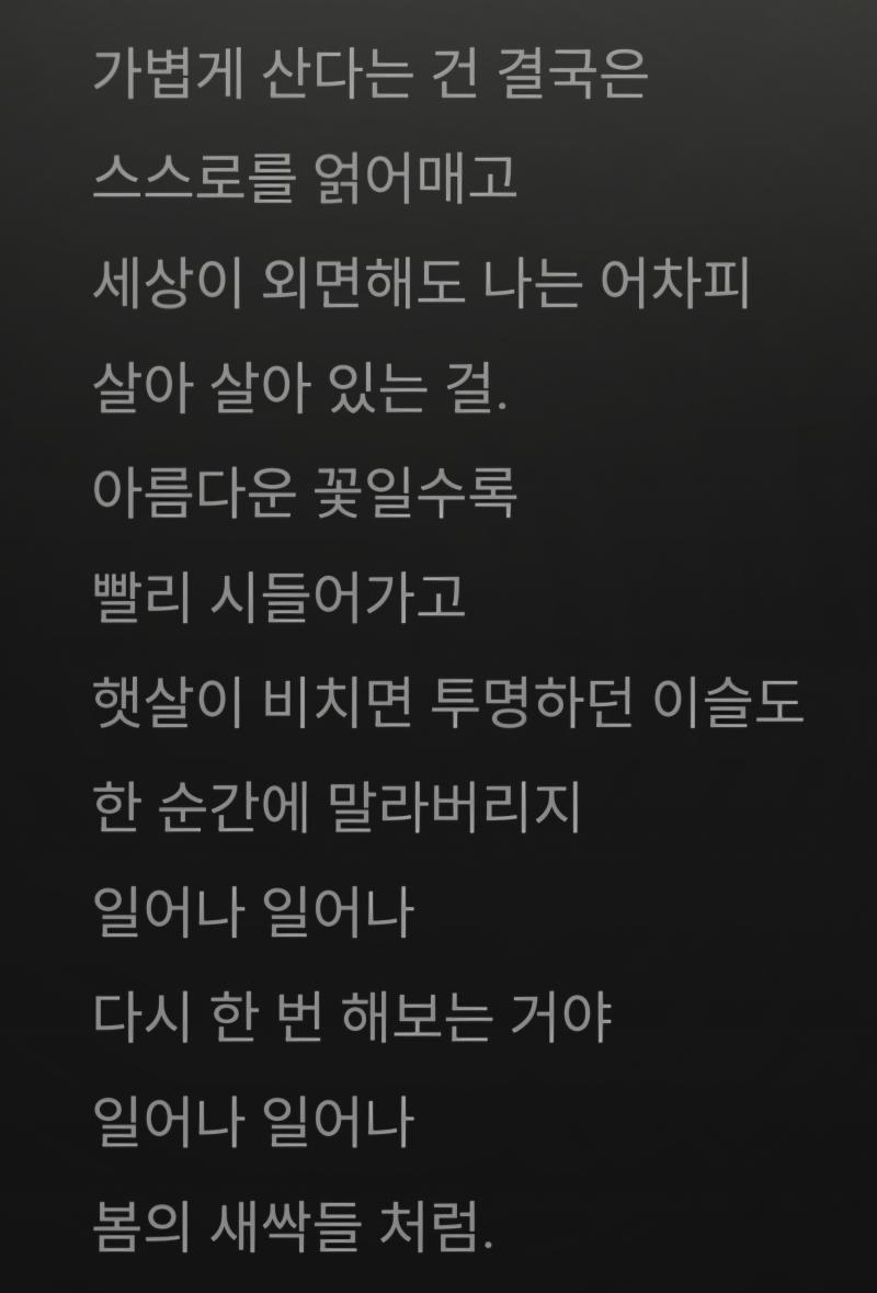 진짜 김광석은 천재 아닐까? 목소리나 노래구성은 말할 것도 없고 가사가 진짜 어쩜 이럴수 있지??