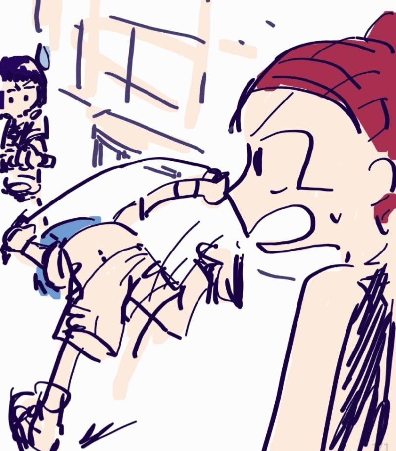 우당탕☆ "끄악!!" "헐 마도!!그렇게 쏘는거 아니야!" 마도는 긴장이 됐는지 순간 장애물 없는 바닥억서 발을 헛디뎌 넘어질뻔 해버렸다.마도는