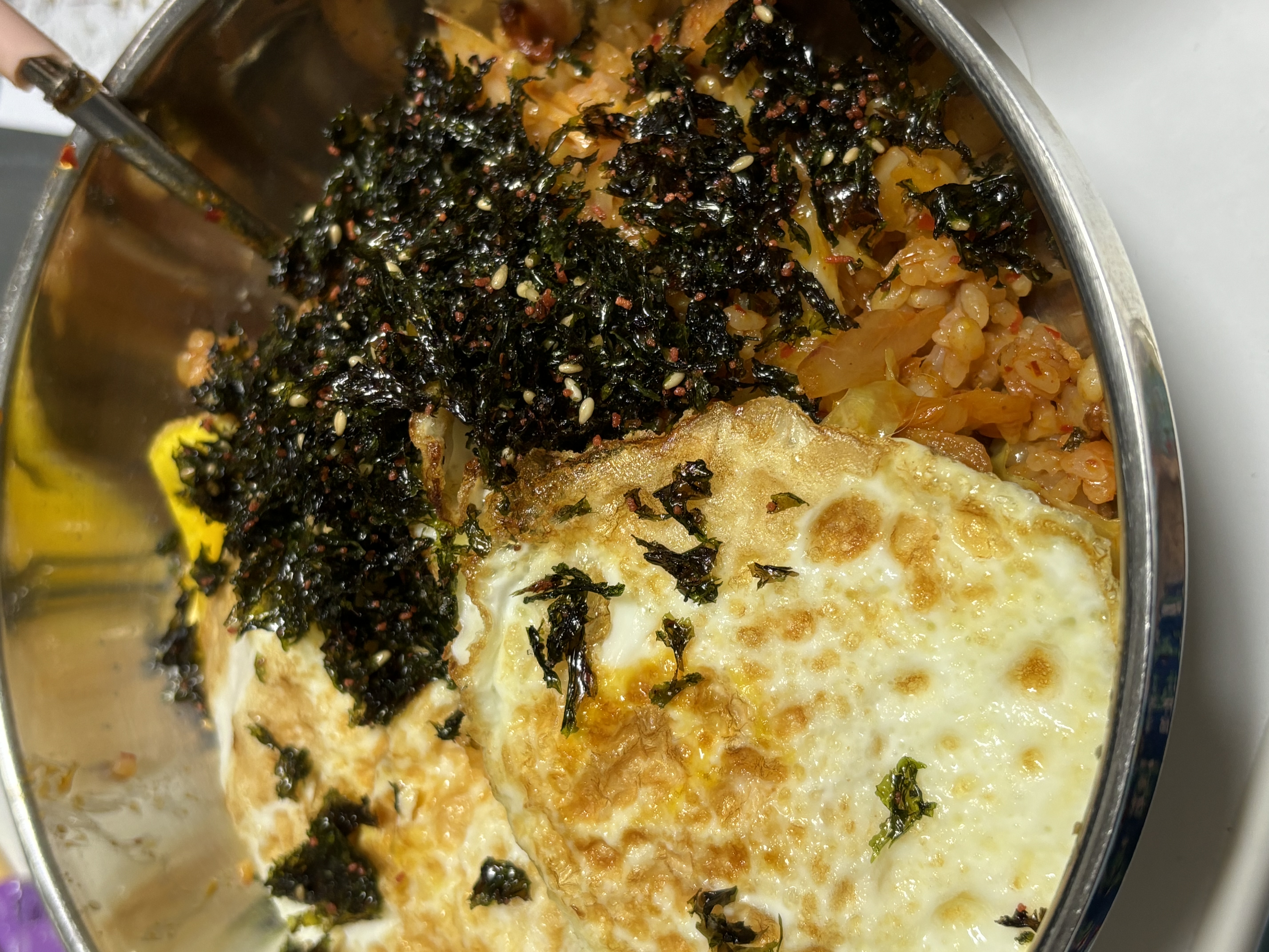 삼걉살 김치볶음밥 계란두개~