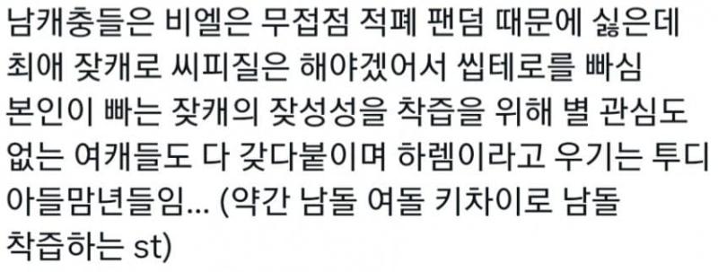 남캐최애가 헤테로 빠는건 이런 경우임 드림이랑 비슷한거 옆에 있는게 무개성 모브녀여도 헤테로로 빨았을 사람들ㅋㅋ 이런애들이 비엘패면서 난 헤테로