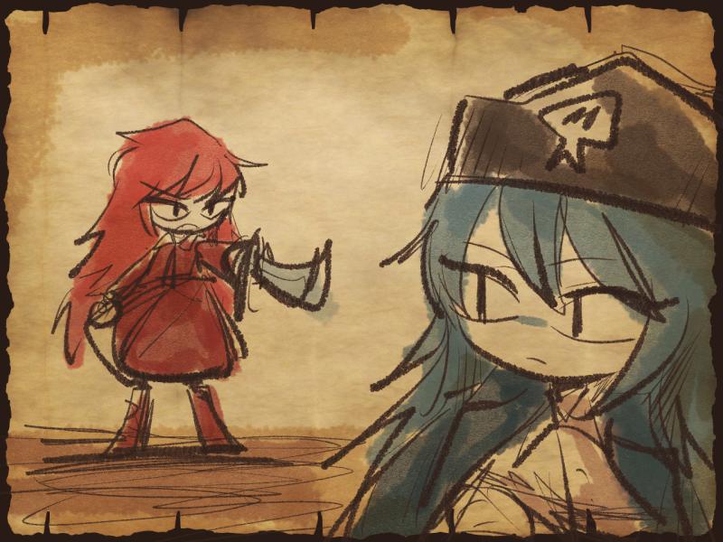 파란텔리아나에게 가까̶̧͡이 다가가 외쳤다. 🔴"야! 파란!" 🔵"어? 안녕! 살아있었네?" 🔴"안녕같은 소리하고 있네! 당장 우리가 살던 원래