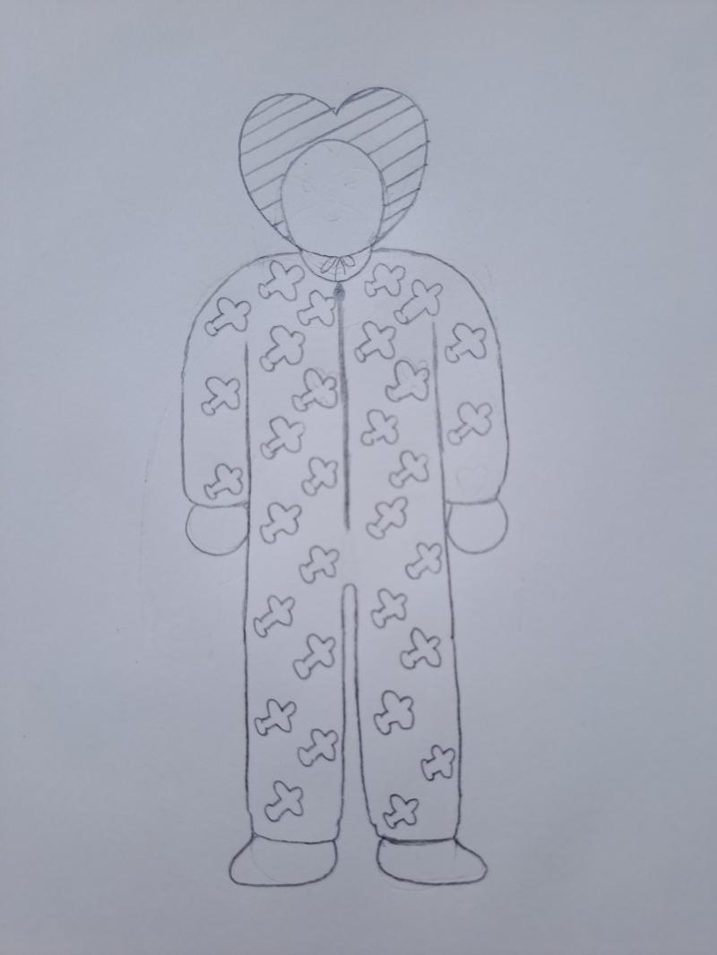 (ㅋㅋㅋ 너무 웃겨서 그림 그려봤어) 이 차림으로 무엇을 들고 갈까? >>109
