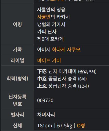 >>377 그냥 그러려니 하는 수밖에...ㅋㅋㅋㅋ 꺼무위키 보면 애들 상태 이럼 왼쪽 가이 오른쪽 카카시
