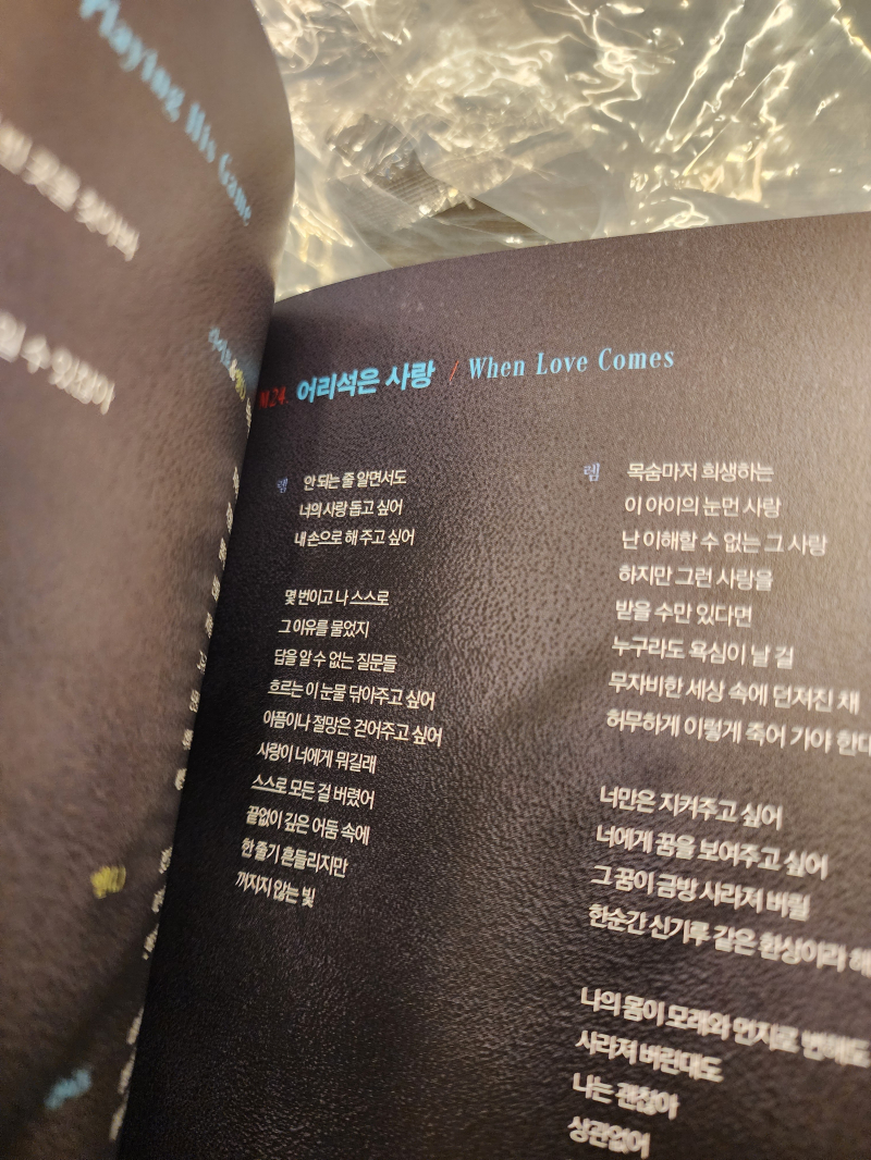 어리석은 사랑도 좋다. 렘이 최애는 아닌데 렘 넘버 다 좋아... 그리고 잔인한 꿈 가사도 줄 오디 구함. 2차랑 3차도 사야하나 넘버가 각 책