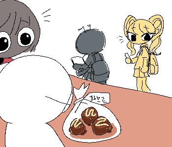 ⚊ 책상 안엔 초콜릿이 들어있었다. ▼ ⚊ 게다가 모양을 보니, 직접 만든 것 같았다. ▼ [무당벌레] 『우와! 그건 네 마니또가 준 건가봐! 