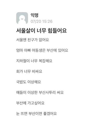 광주살이 너무 힘들어요 광주엔 일자리가 없어요 착한 주무관님들은 시골에 있어요 면접관이 인신 공격해요 사수가 텃세 부려요 최저임금도 안 줘요 나