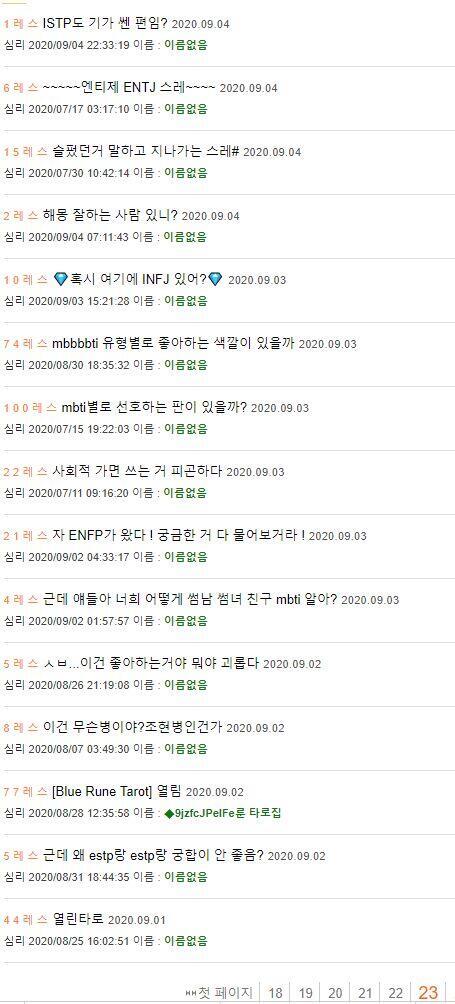 그렇더라 방금도 페이지 스레드 개중에 mbti가 개엿음 심리판이아니라 mbti 사주 타로 판으로 바꿔야될수준