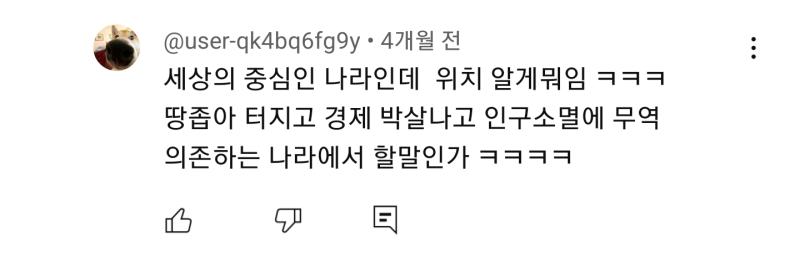 한국이랑 관련 없는 댓글에다 이딴 댓글좀 싸지르지마