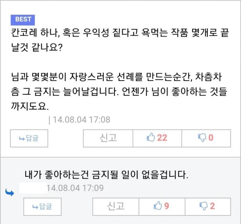 얘네 심리가 이럼 내가 싫어하고 관심없는 작품은 우익이라고 두들겨패도 되는데 내가 좋아하는건 클린한 작품이거나 논란있어도 흐린눈하고 파겠다 이럼