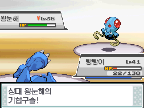연가람은 탕탕이에게 상처약을 사용했다 탕탕이는 체력이 회복되었다 상대 왕눈해의 기합구슬 탕탕이는 무엇을 할까 싸운다 아이언헤드 독찌르기 분연 사이코커터 가방 상처약 포켓몬 Lv
