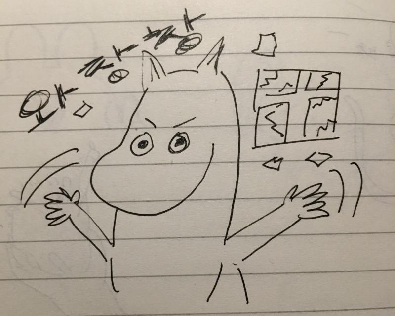 유리창을 깼대 다음