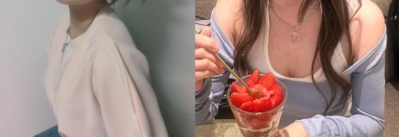 왼쪽이 개월 전에 찍은 거고 오른쪽이 저번 주에 찍은 건데 진짜 가슴 사이에 골이 생겨벌임