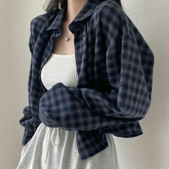 체크셔츠도 코디 잘하면 이뿌