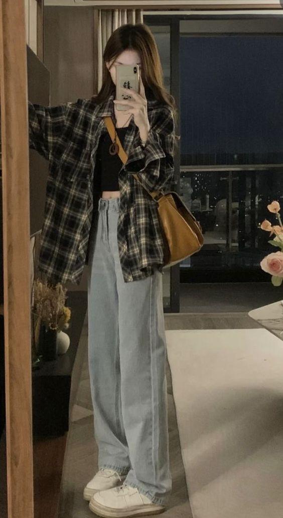 체크셔츠도 코디 잘하면 이뿌