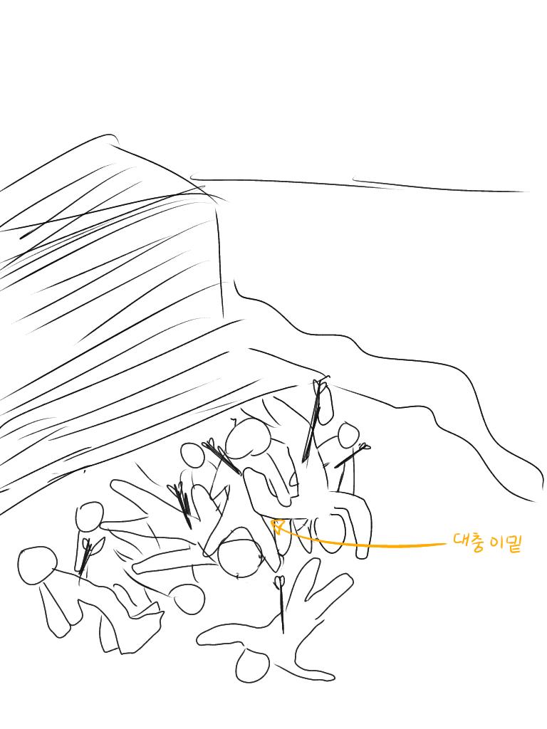 두세명 쓰러지자 애들이 소리를 지르고 도망가려하는데 나는 무서워서 못움직였어 도망치는애들은 차례차례 죽었고 사냥꾼 그사람은 모래언덕에 누워있어서 몸을 숨길방법도없었거든 그리고