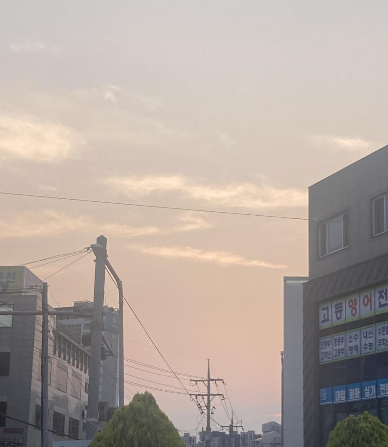 오늘도 무지막지하게 예쁜 하늘 사진 구름이 많이 없었지만 하늘이 파스텔 컬러여서 너무너무너무 예뻤다 너무 예뻐서 오늘 하루 쌓인 스트레스가 파사삭 사라지는 기분 내일은 육교