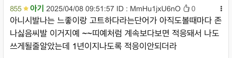 느좋은 이제좀 적응된듯