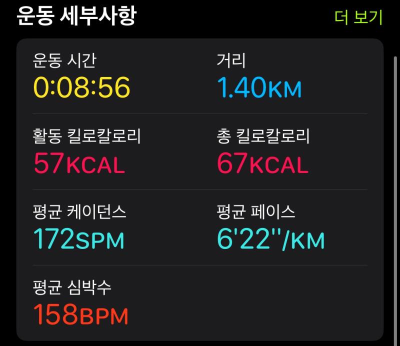 가볍게 km정도 뛰어줬어 아직 코로나에서 회복이 안돼서 내리 뛰는게 힘들다 재활겸 당분간 목표는 km 안으로 들어오기 너무 힘들지 않겠냐 하면 스레주 아프기 전까진 시간 내리