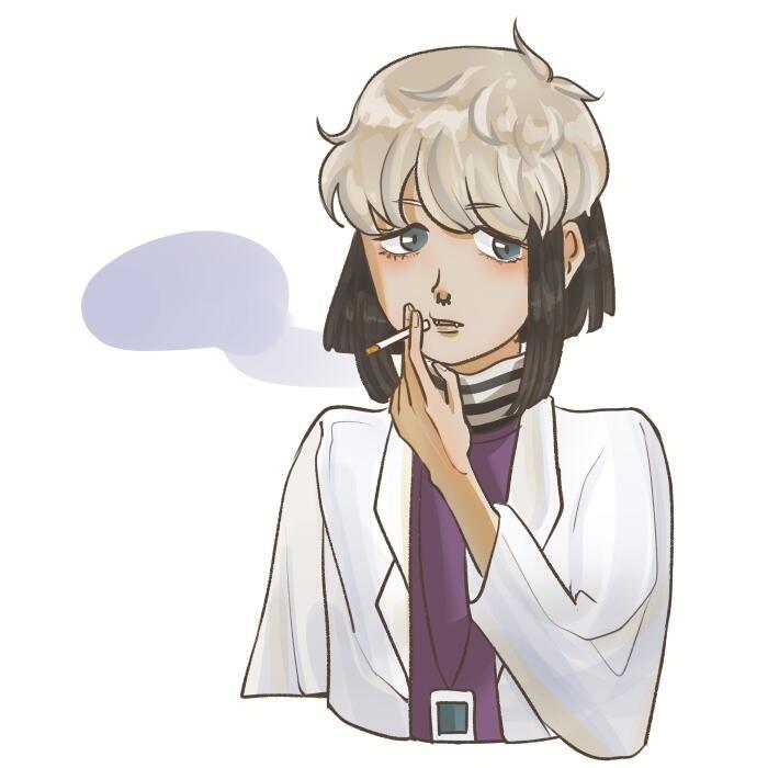 그려왔어 생김새나 머리카락이 내가 여태껏 그렸던 쪽이라서 그리다가 몇번을 엎었다 그래도 마음에 들긴 하는데 어떨지 모르겠네 다시봐도 특이한 머리야 하하 뭔가 연구원 느낌으로