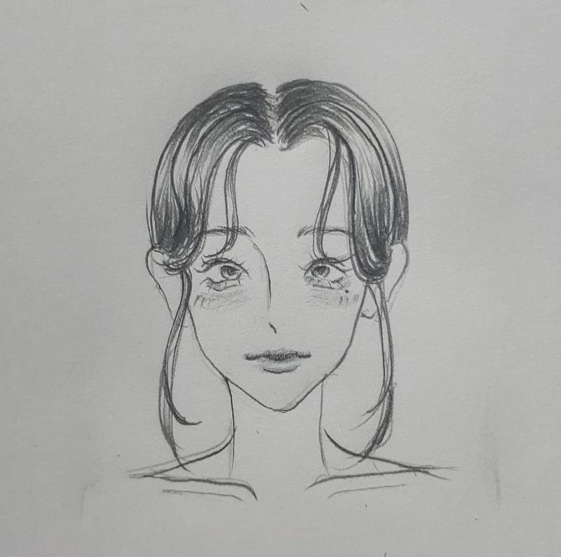 이거 어떤지 평가해줘 그냥 낙서로 휘릭 해봤는데 된거같아서 눈이랑 입은 스타일로 하고싶어 코는 아직 묘르겟구
