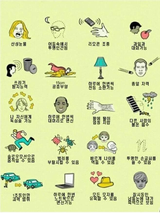 진짜 쓸데없는 능력 하나 고르기